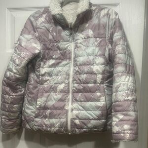 The North Face Kids' Lavender and White Puffer Jacket - very gently used - large